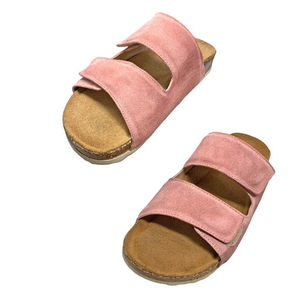 Bio Gold Blush Suede Double Padded Strap‎ Foot Bed Sandal Slides - Picture 8 of 13